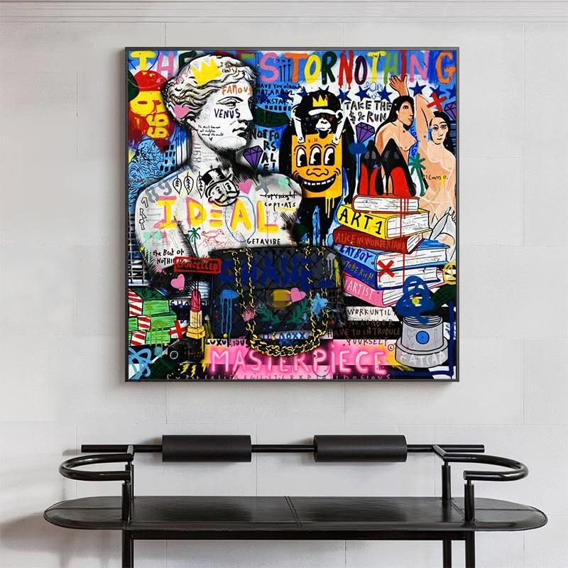 Venus Graffiti Abstract Canvas Painting - Character Portrait Wall Decor-ChandeliersDecor.com