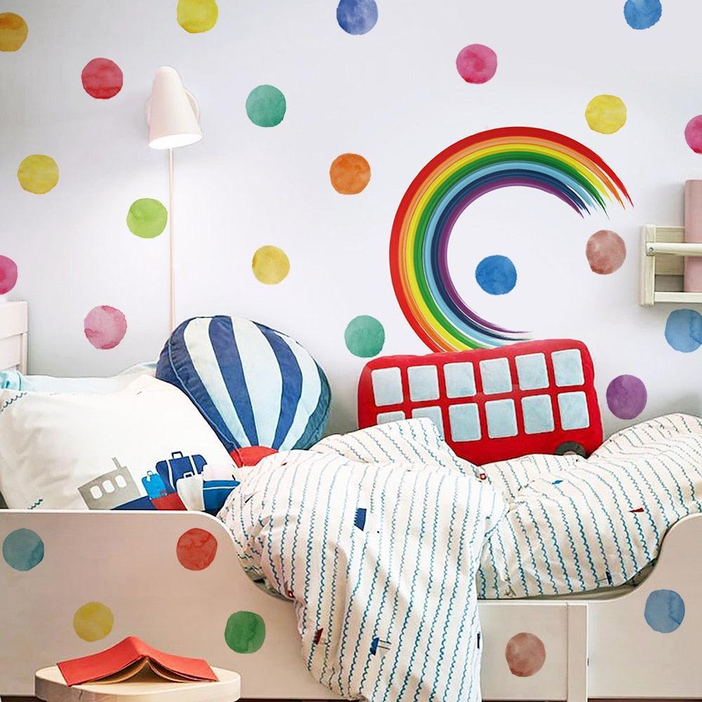 ChandeliersDecor.com-Kids Room Nursery Decals-Vigor Circle Rainbow Dots Decals Wall Stickers