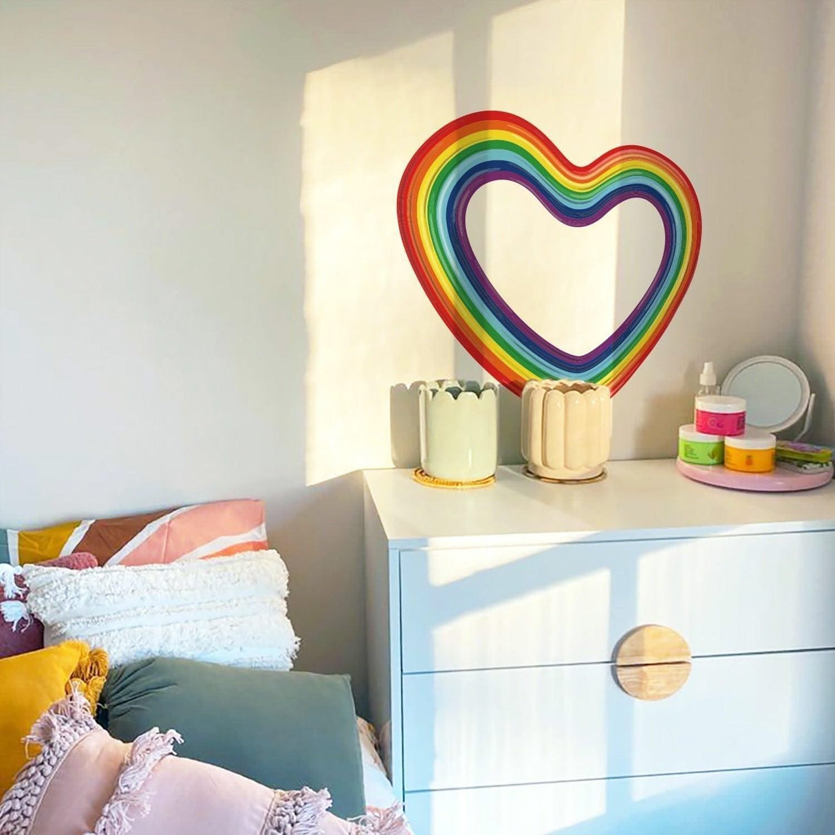 ChandeliersDecor.com-Kids Room Nursery Decals-Vigor Style Heart Rainbow with Dots Colorful PVC Wall Stickers