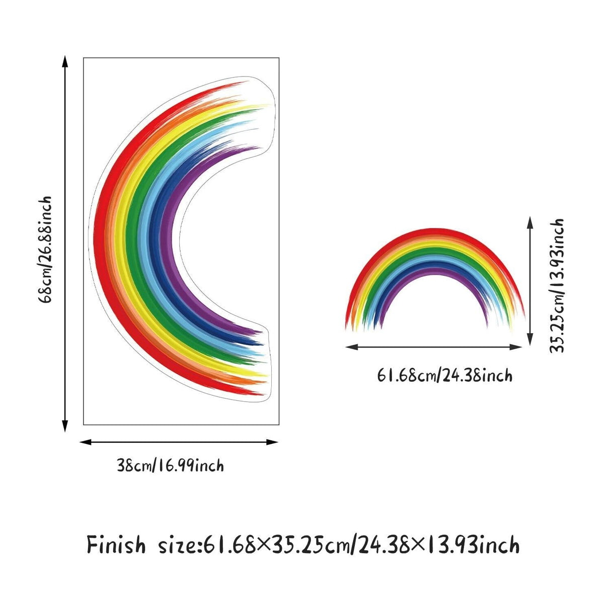 ChandeliersDecor.com-Kids Room Nursery Decals-Vigor Watercolor Rainbow Waterproof Wall Stickers