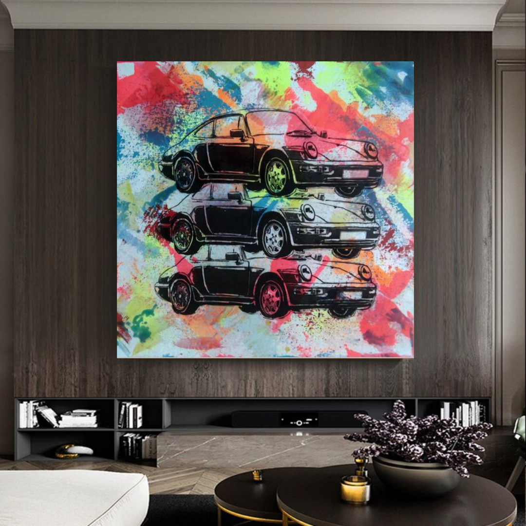 Vintage Cars Graffiti Canvas Wall Art-ChandeliersDecor.com