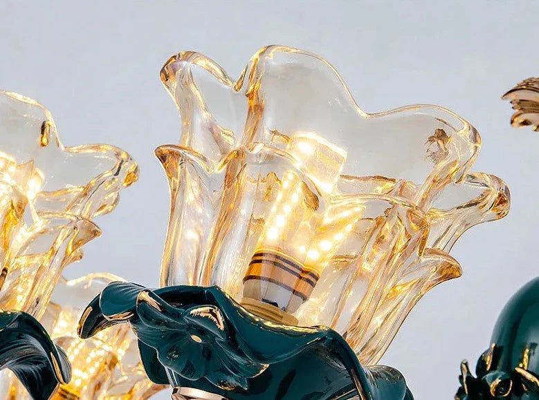 ChandeliersDecor.com-Ceiling Chandelier-Vintage Green Crystal Ceramic Chandelier - Timeless Elegance with a Touch of Tradition