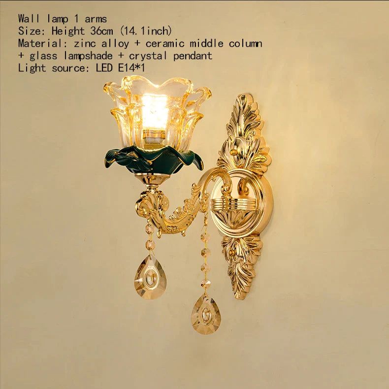 ChandeliersDecor.com-Ceiling Chandelier-Vintage Green Crystal Ceramic Chandelier - Timeless Elegance with a Touch of Tradition