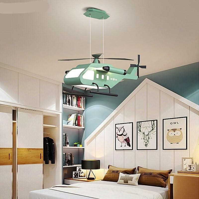 ChandeliersDecor.com-Kids Room Nursery Lighting-War Helicopter LED Chandelier for Kids Bedroom