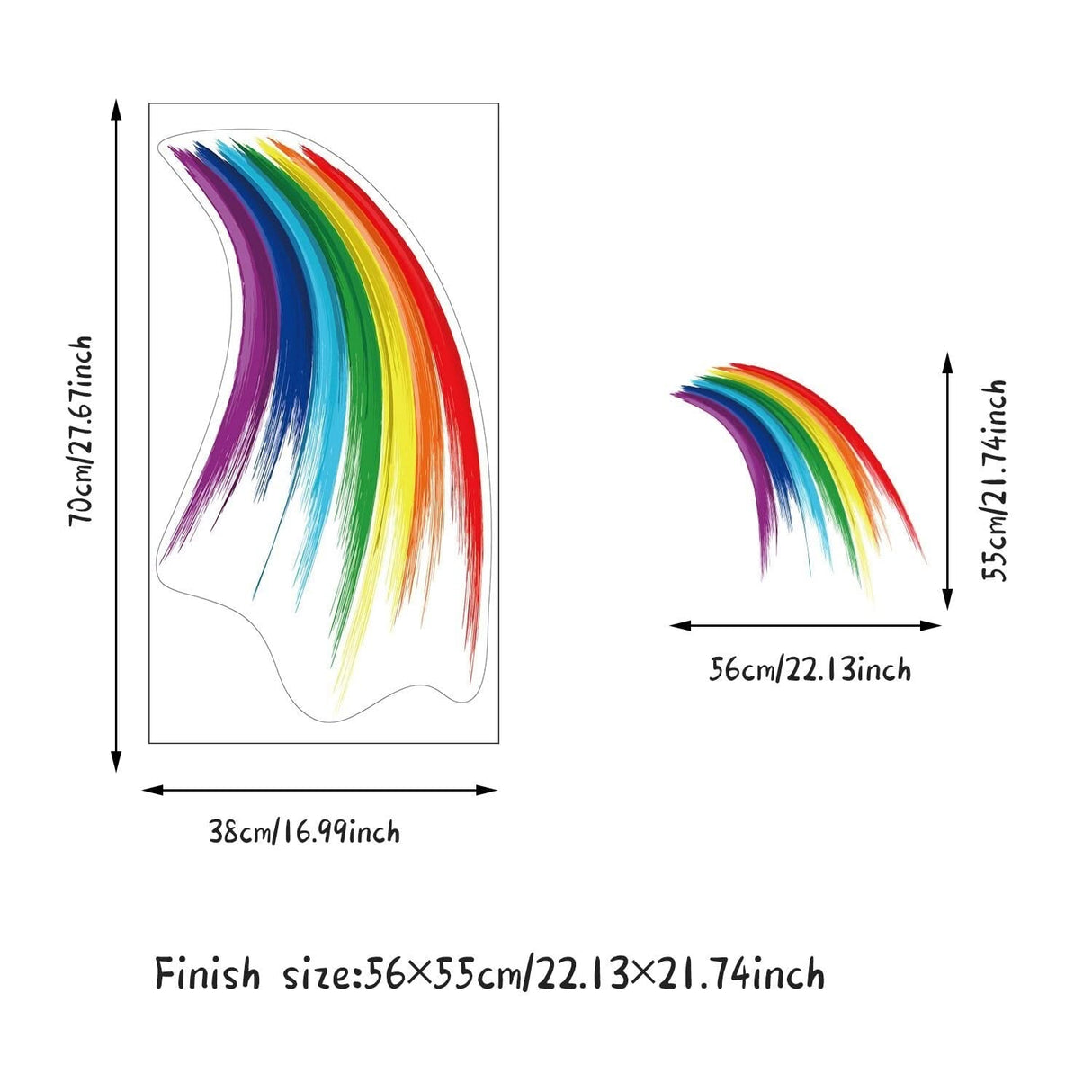 ChandeliersDecor.com-Kids Room Nursery Decals-Watercolor Brush Rainbow with Dots Wall Stickers