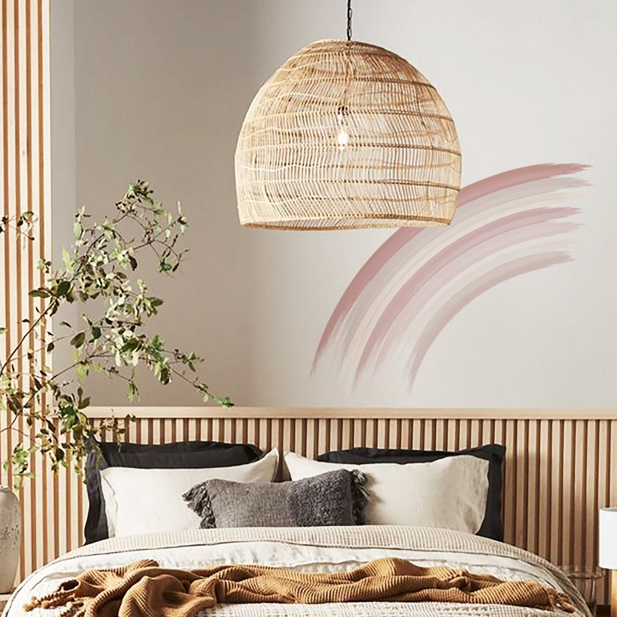 ChandeliersDecor.com-Kids Room Nursery Decals-Watercolor Half Rainbow Bohemian Style Wall Stickers