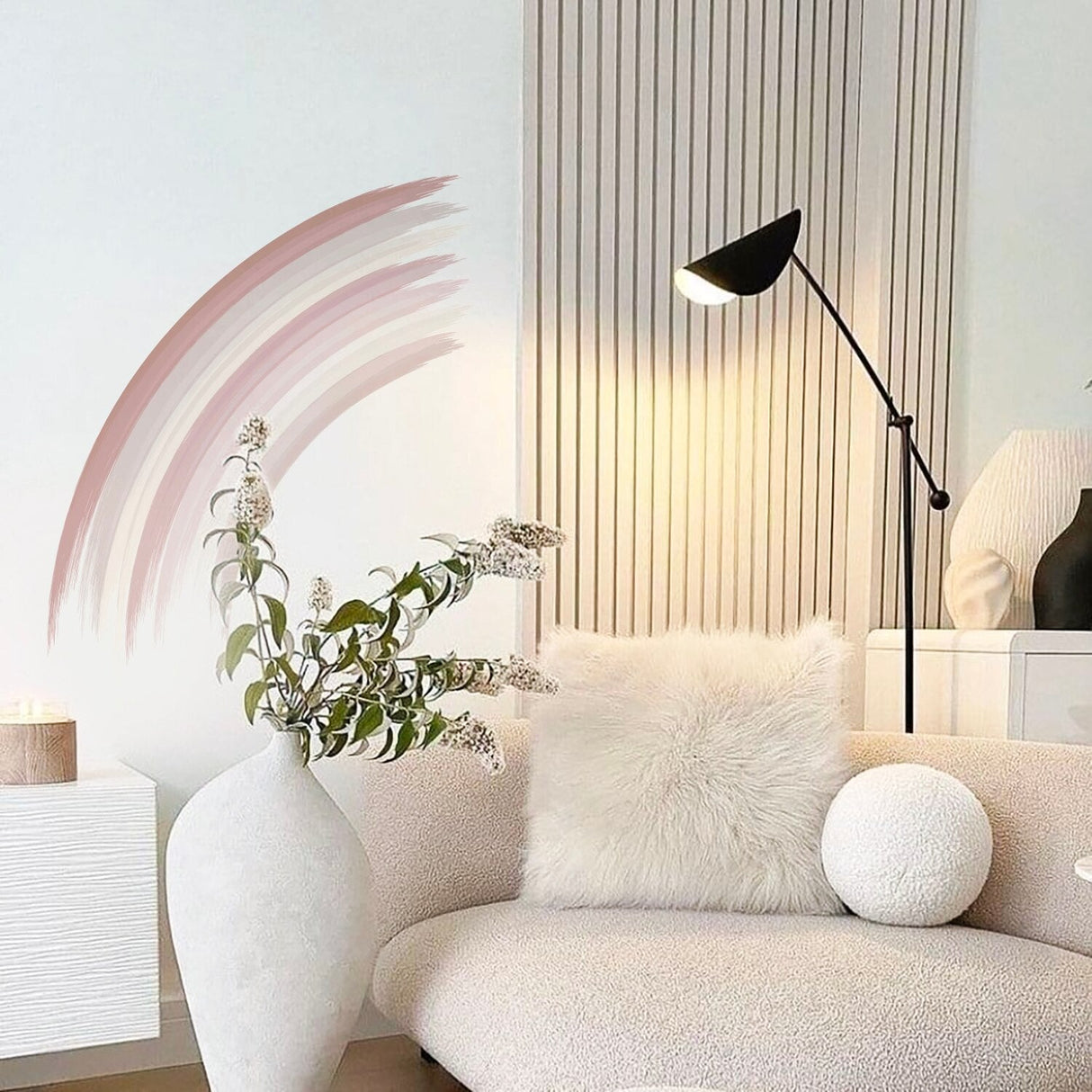 ChandeliersDecor.com-Kids Room Nursery Decals-Watercolor Half Rainbow Bohemian Style Wall Stickers