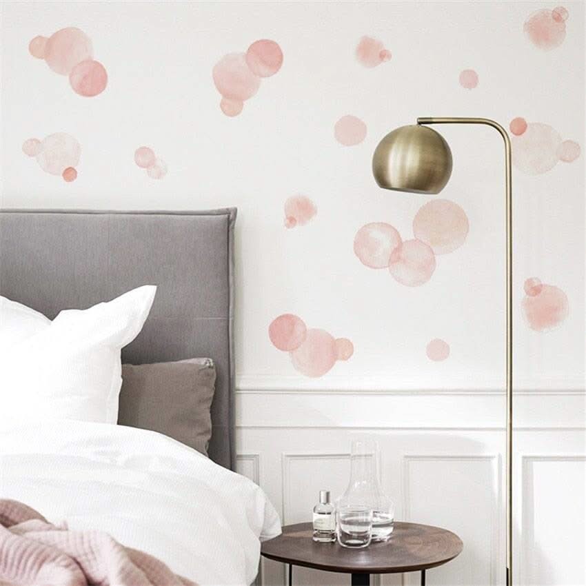 ChandeliersDecor.com-Watercolor Pink Polka Dots Wall Sticker