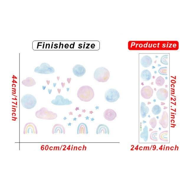 ChandeliersDecor.com-Watercolour Heart Clouds Wall Stickers for Baby Girls Room