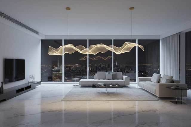 ChandeliersDecor.com-Kitchen Island-Wave LED Hanging Light for Dining and Kitchen Island