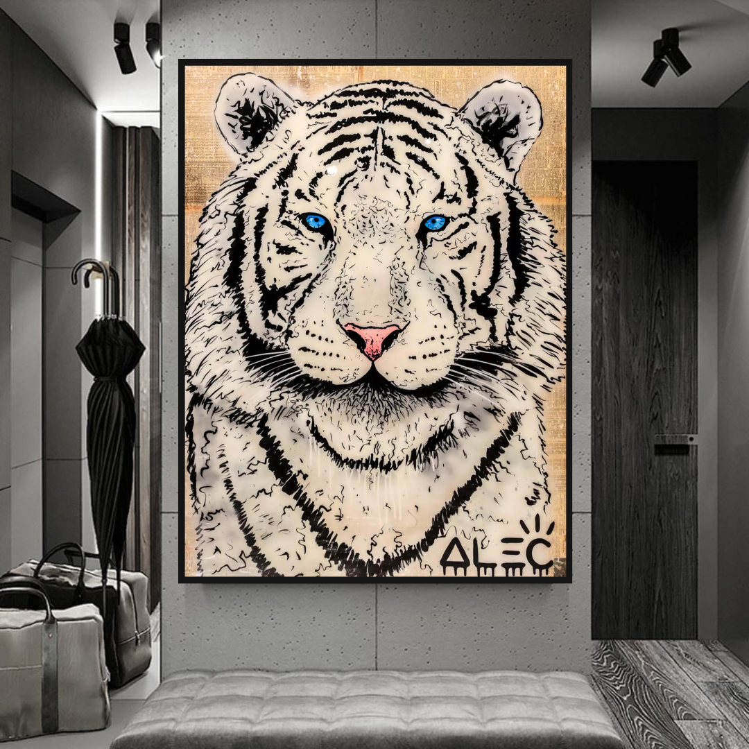 ChandeliersDecor.com-Wall Posters-White Tiger Poster: Stunning Art of Majestic White Tigers