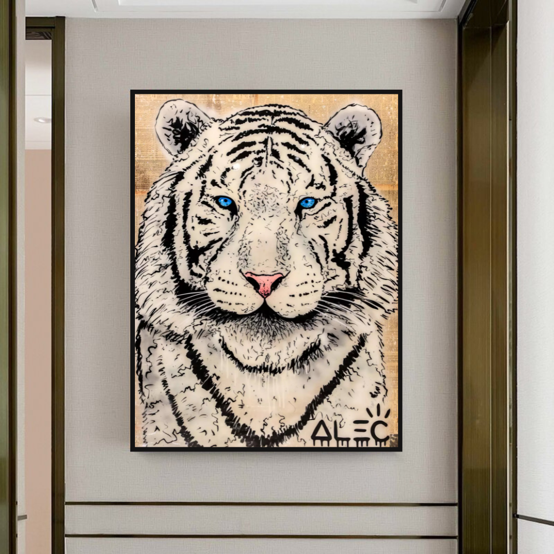White Tiger Poster: Stunning Art of Majestic White Tigers-ChandeliersDecor.com
