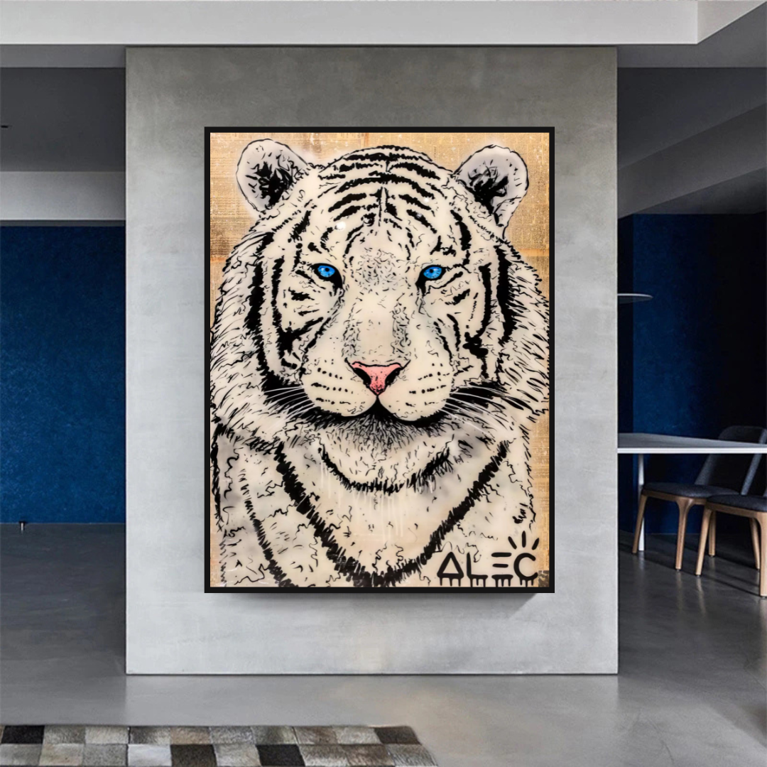 White Tiger Poster: Stunning Art of Majestic White Tigers-ChandeliersDecor.com