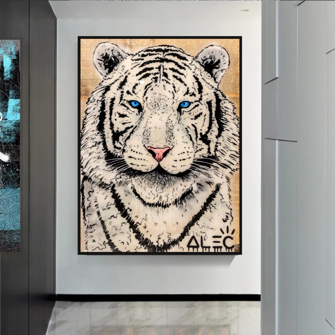 ChandeliersDecor.com-Wall Posters-White Tiger Poster: Stunning Art of Majestic White Tigers