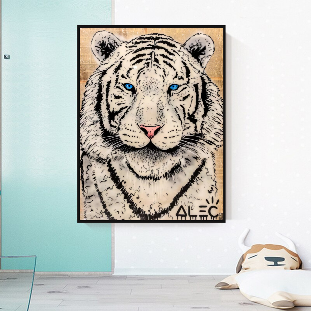 ChandeliersDecor.com-Wall Posters-White Tiger Poster: Stunning Art of Majestic White Tigers