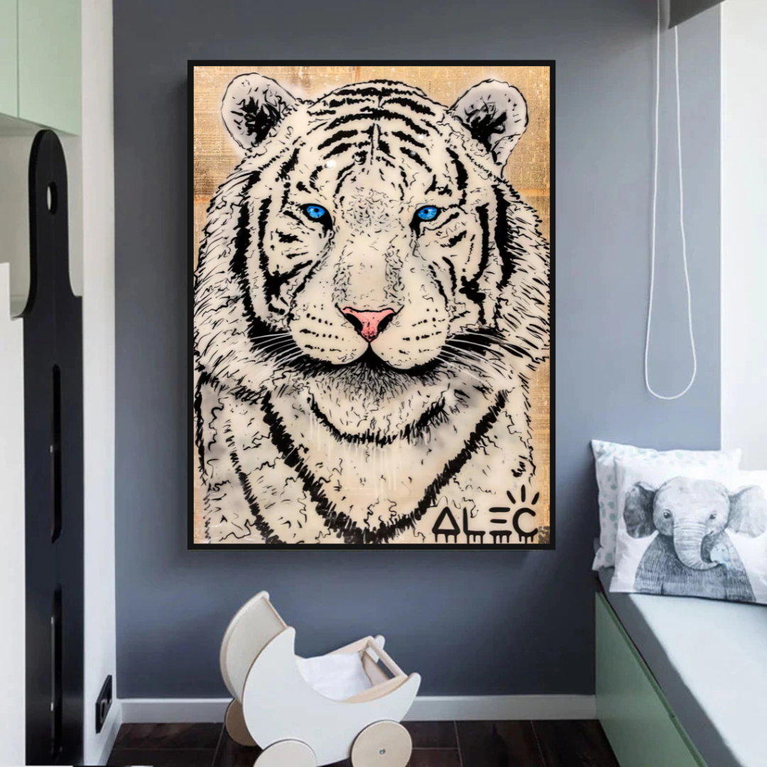 ChandeliersDecor.com-Wall Posters-White Tiger Poster: Stunning Art of Majestic White Tigers