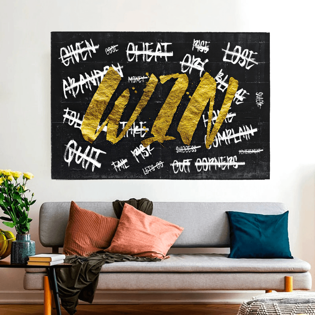 ChandeliersDecor.com-Wall Posters-WIN victory Motivational Art - Canvas Wall Art