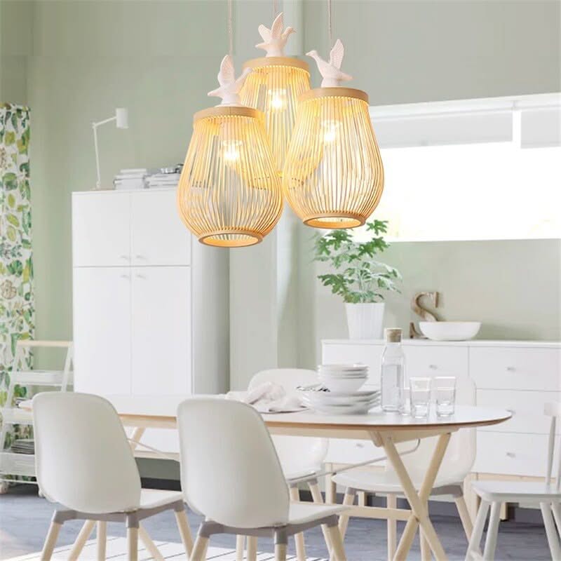 Wooden Bird Cage LED Pendant Light - Bird Pendant Light-ChandeliersDecor.com