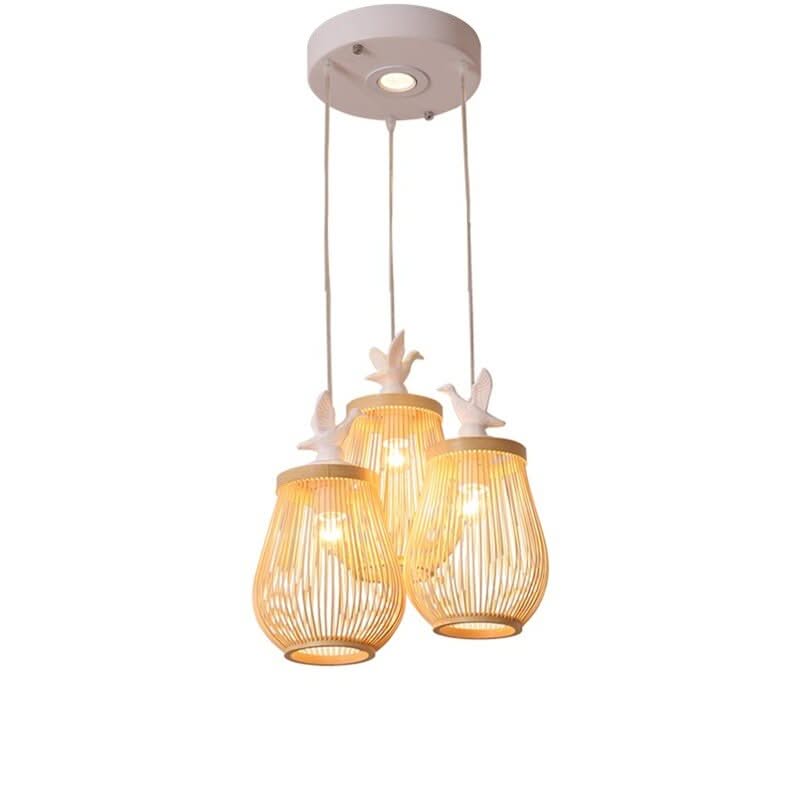 Wooden Bird Cage LED Pendant Light - Bird Pendant Light-ChandeliersDecor.com