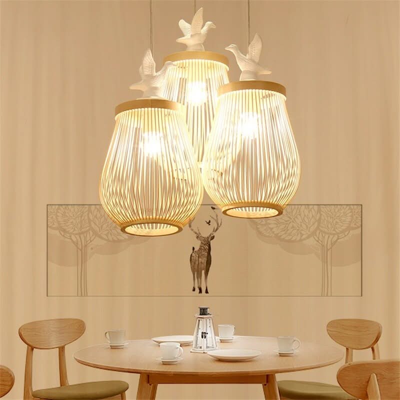 Wooden Bird Cage LED Pendant Light - Bird Pendant Light-ChandeliersDecor.com