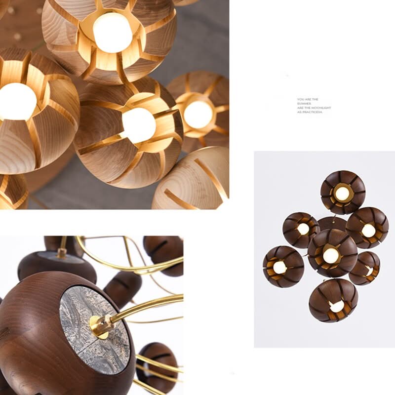 ChandeliersDecor.com-Pendant Lights-Wooden LED Chandelier: Illuminate with Natural Charm