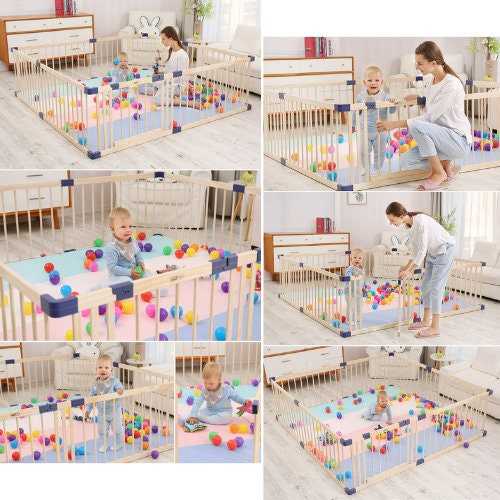ChandeliersDecor.com-Playpen and Ball Pits-Wooden Play Fence - Perfect Playpen Fencing Solution