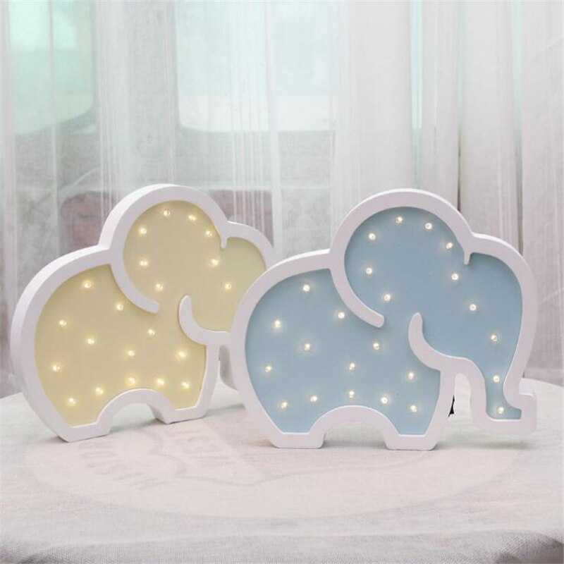 ChandeliersDecor.com-Kids Room Nursery Lighting-Woodiness Baby Elephant LED Bedside Lamp - Kids Bedside Lamp