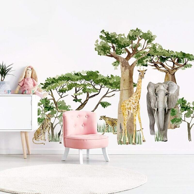 ChandeliersDecor.com-Wallpapers Murals-Woodland Forest Animals Wall Stickers: Vibrant Decals