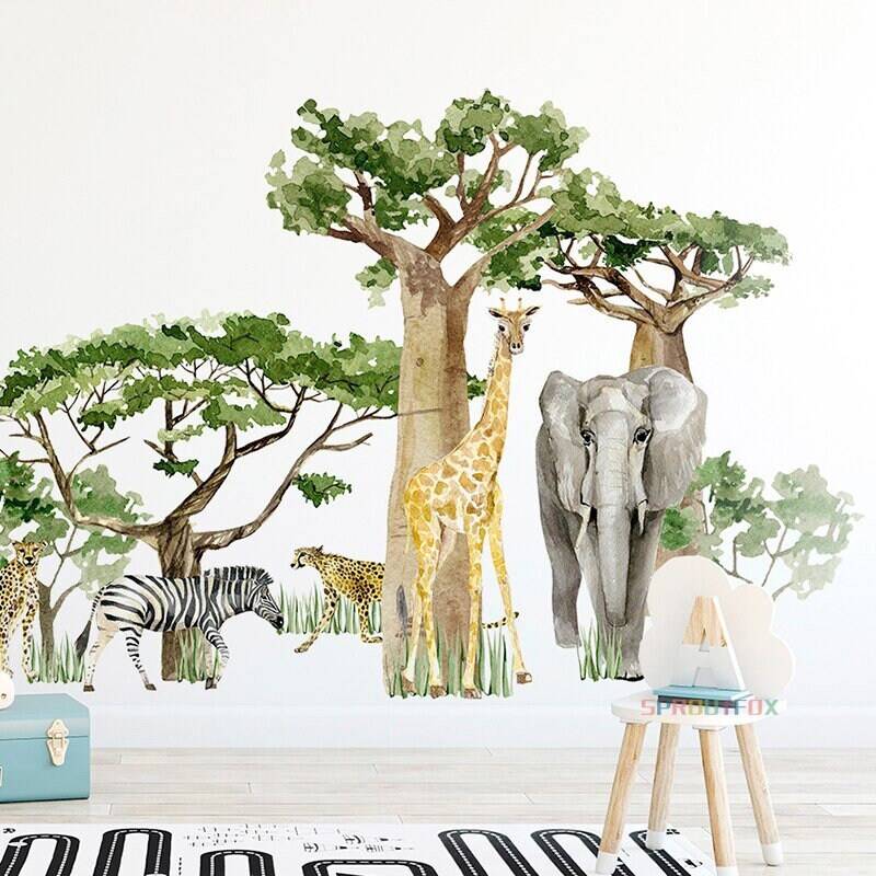 ChandeliersDecor.com-Wallpapers Murals-Woodland Forest Animals Wall Stickers: Vibrant Decals