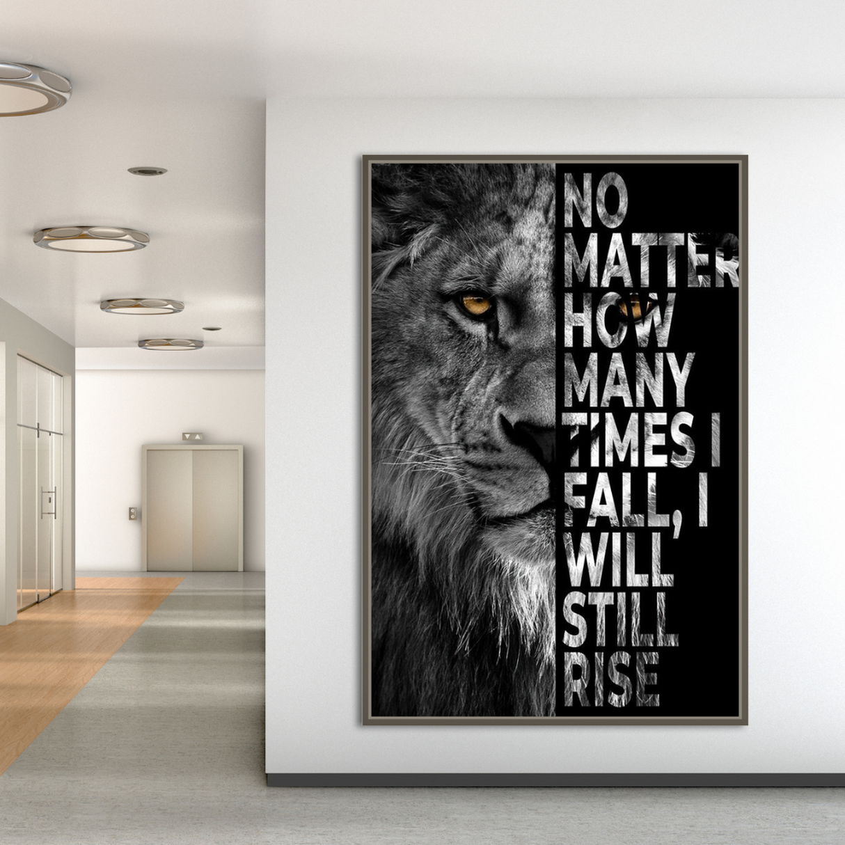 ChandeliersDecor.com-Wall Posters-Words Never Quit Poster – Artwork Lions Canvas Wall Art