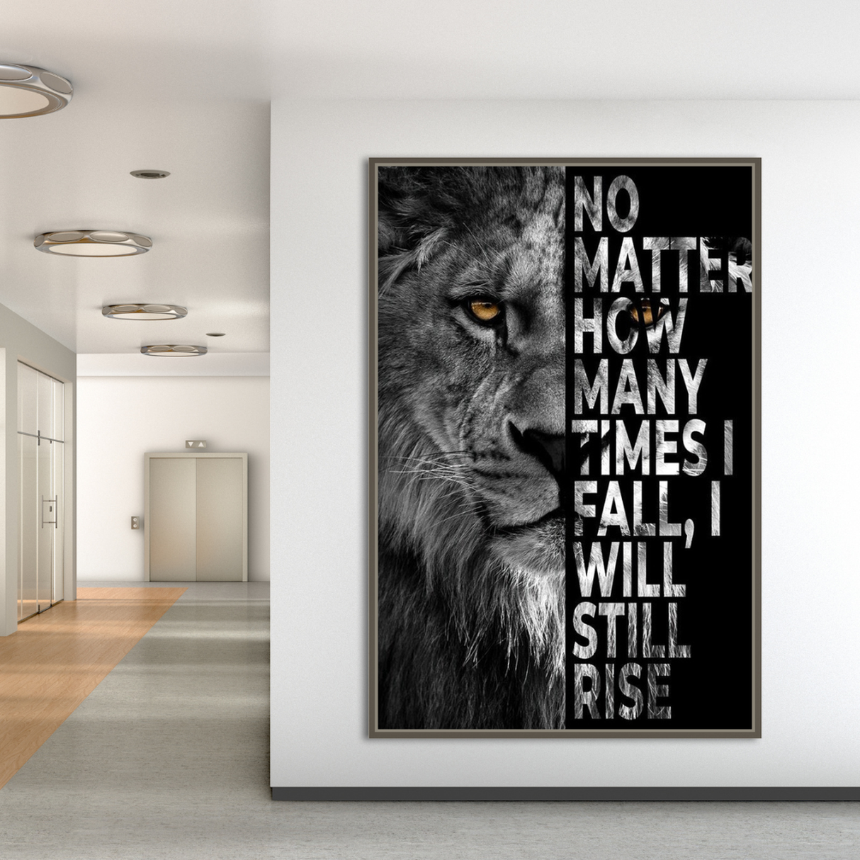 Words Never Quit Poster – Artwork Lions Canvas Wall Art-ChandeliersDecor.com