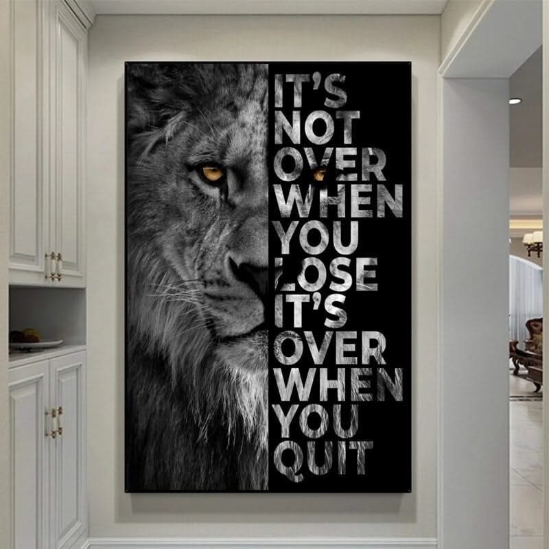 Words Never Quit Poster: Lions Canvas Wall Art-ChandeliersDecor.com
