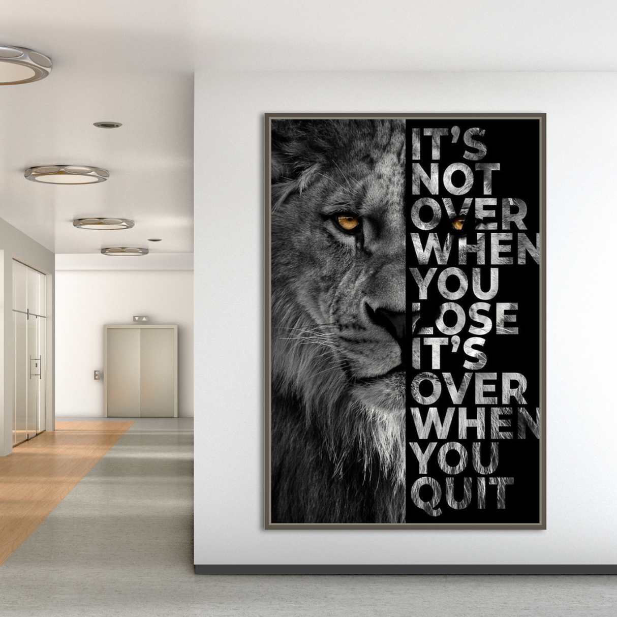 Words Never Quit Poster: Lions Canvas Wall Art-ChandeliersDecor.com