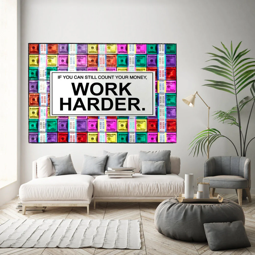 Work Harder Poster: Motivational Canvas Wall Art-ChandeliersDecor.com