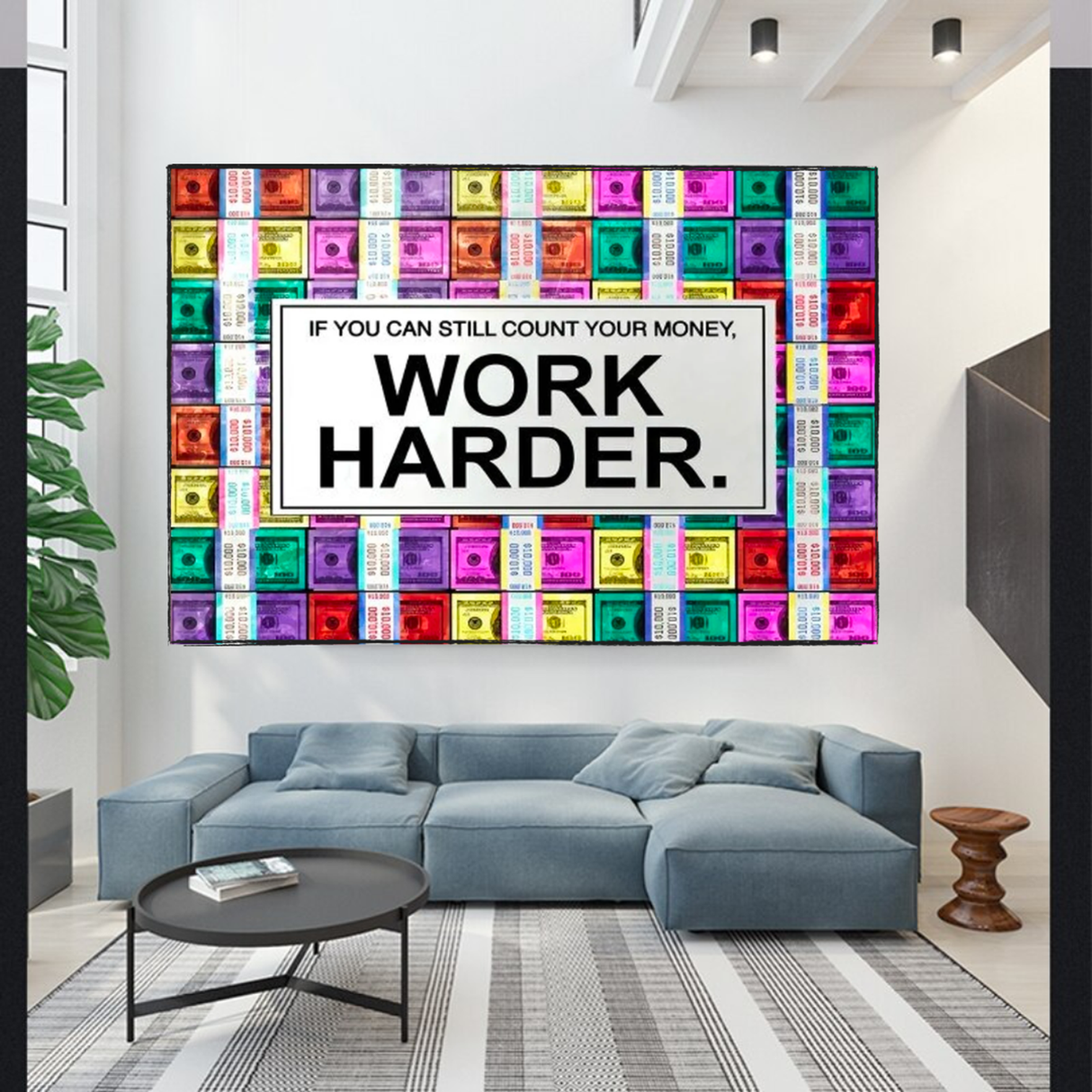 Work Harder Poster: Motivational Canvas Wall Art-ChandeliersDecor.com