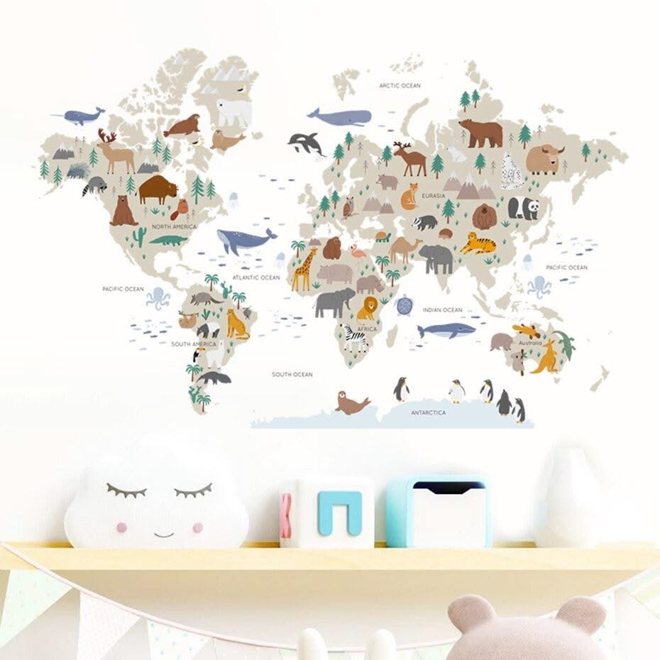ChandeliersDecor.com-World Map Wall Sticker: Detailed Global Design