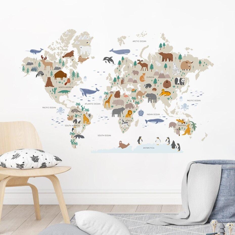 ChandeliersDecor.com-World Map Wall Sticker: Detailed Global Design