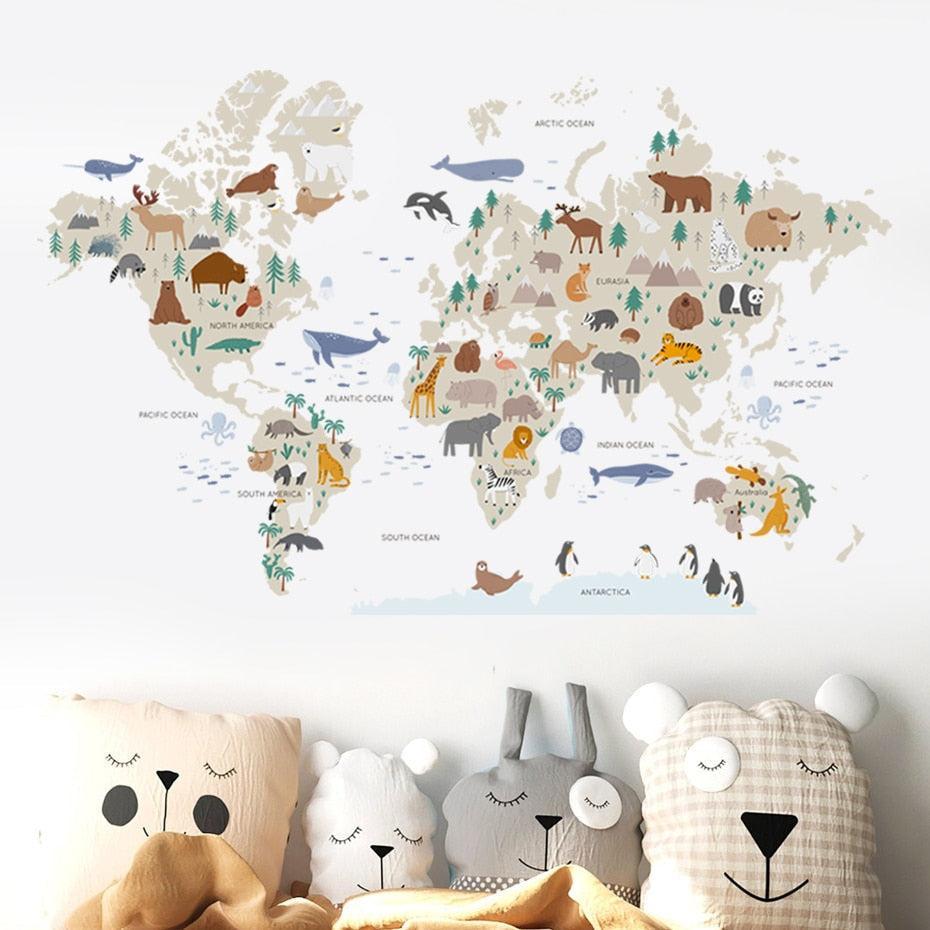 ChandeliersDecor.com-World Map Wall Sticker: Detailed Global Design
