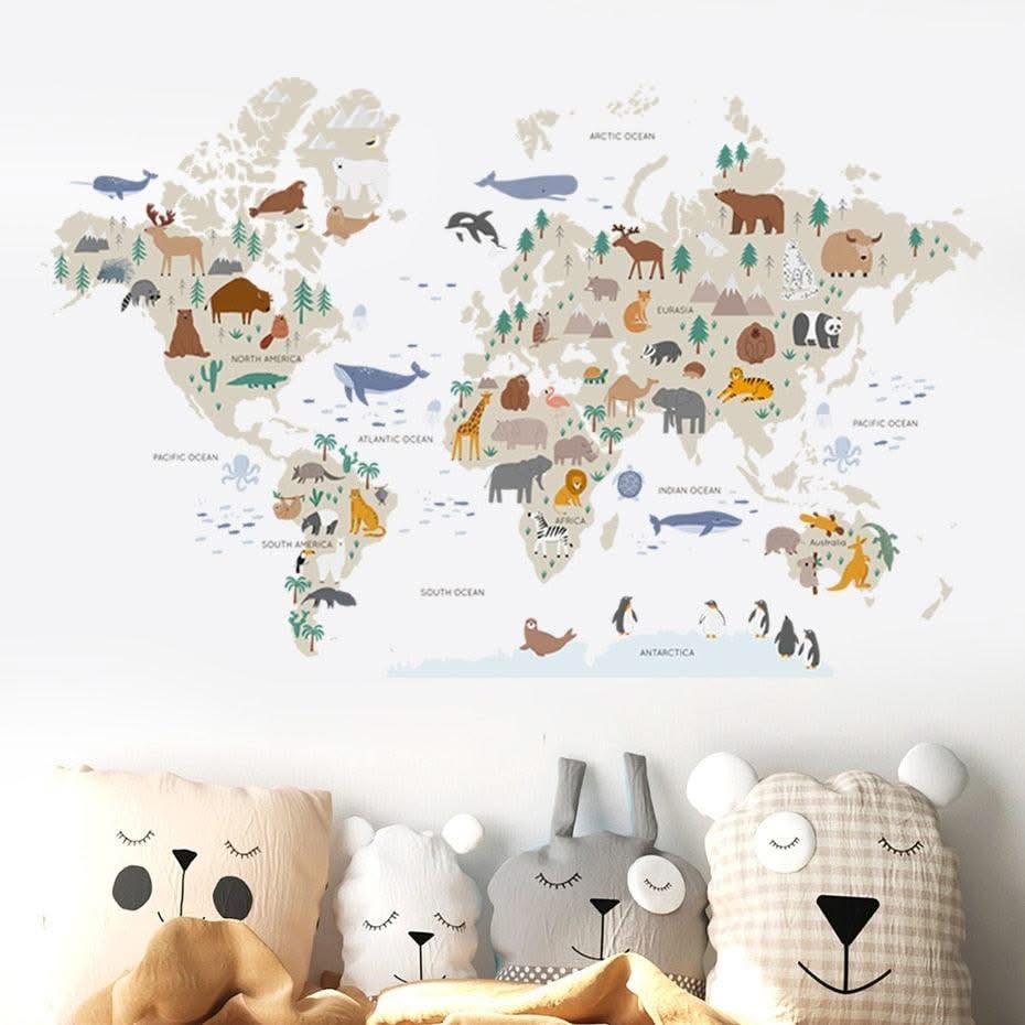 ChandeliersDecor.com-World Map Wall Sticker: Detailed Global Design
