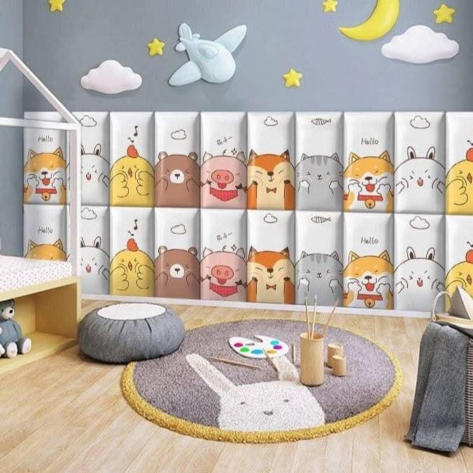 ChandeliersDecor.com-Padded Walls-Zoo Animals Parade Kids Wall Padded Safety Cushions