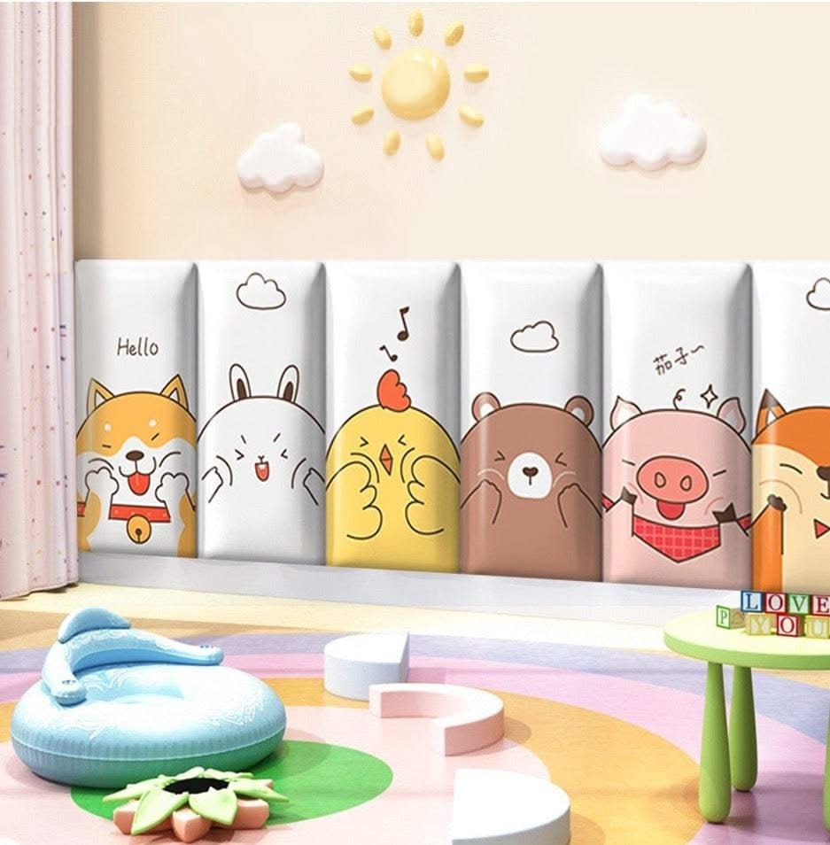ChandeliersDecor.com-Padded Walls-Zoo Animals Parade Kids Wall Padded Safety Cushions