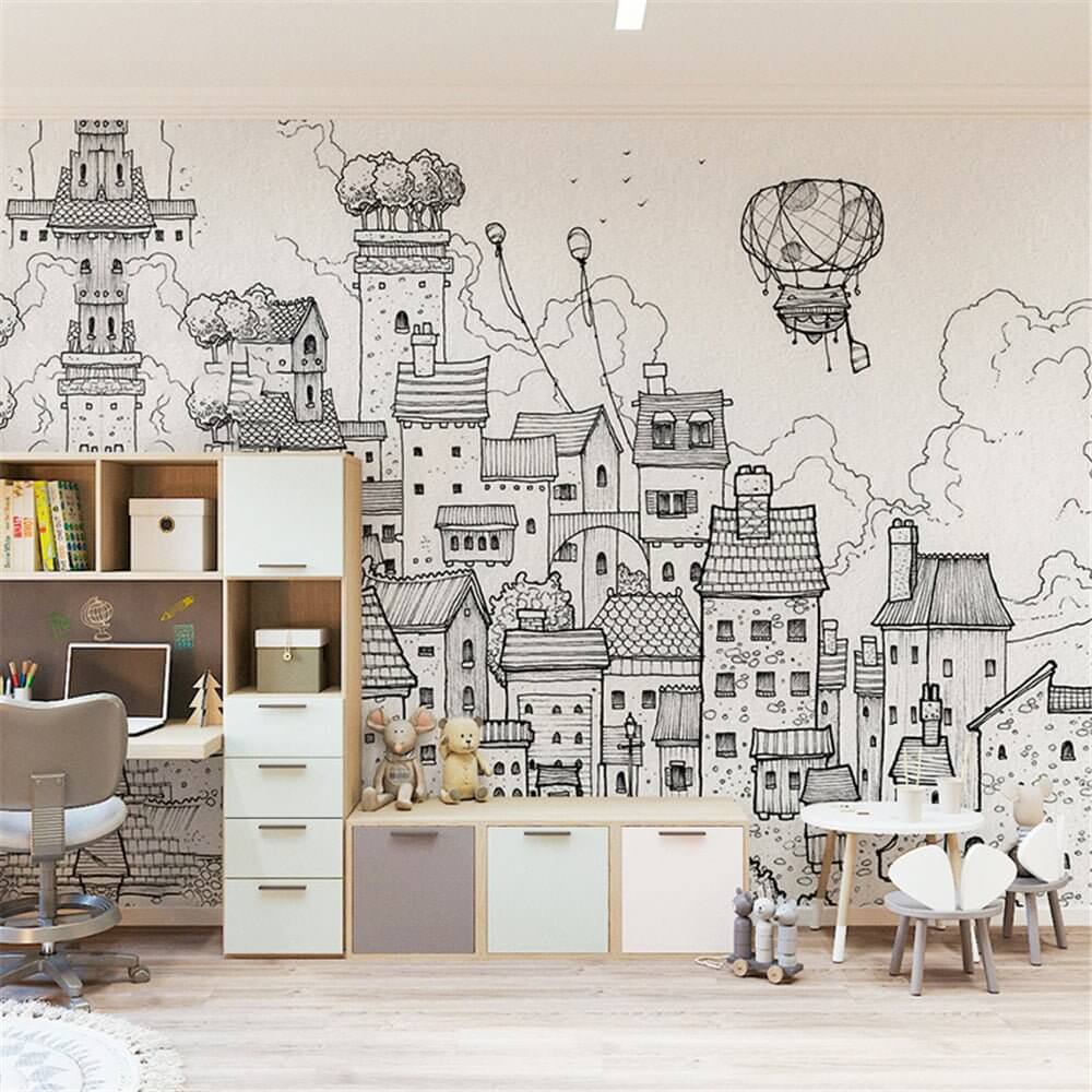 Cityscape Adventures Kids City Buildings Wallpaper-ChandeliersDecor.com