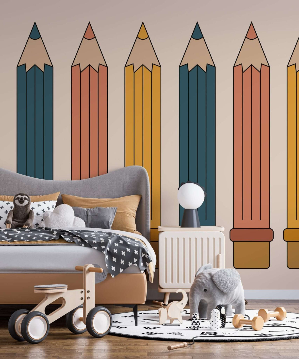 Colour Pencils Creative Kids Wallpaper Mural-ChandeliersDecor.com