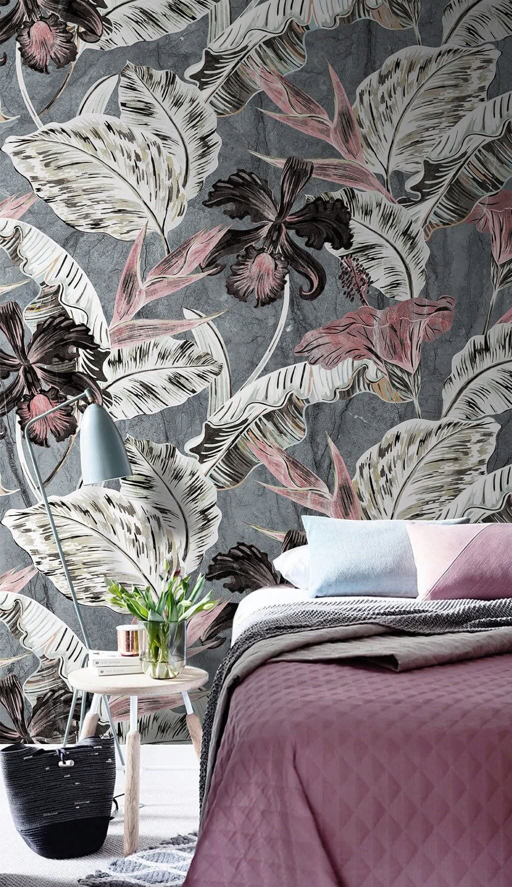 Dark Floral Bliss Wallpaper Mural-ChandeliersDecor.com