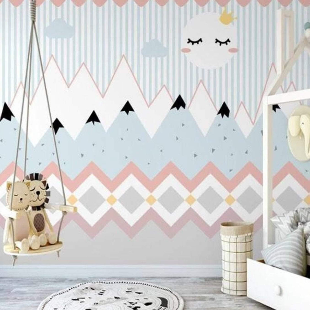 Dreamy Peaks Moon and Star Landscape Baby Room Wall Mural-ChandeliersDecor.com