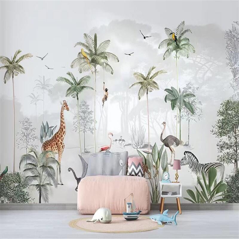 Enchanting Animals in Forest Nursery Wallpaper-ChandeliersDecor.com