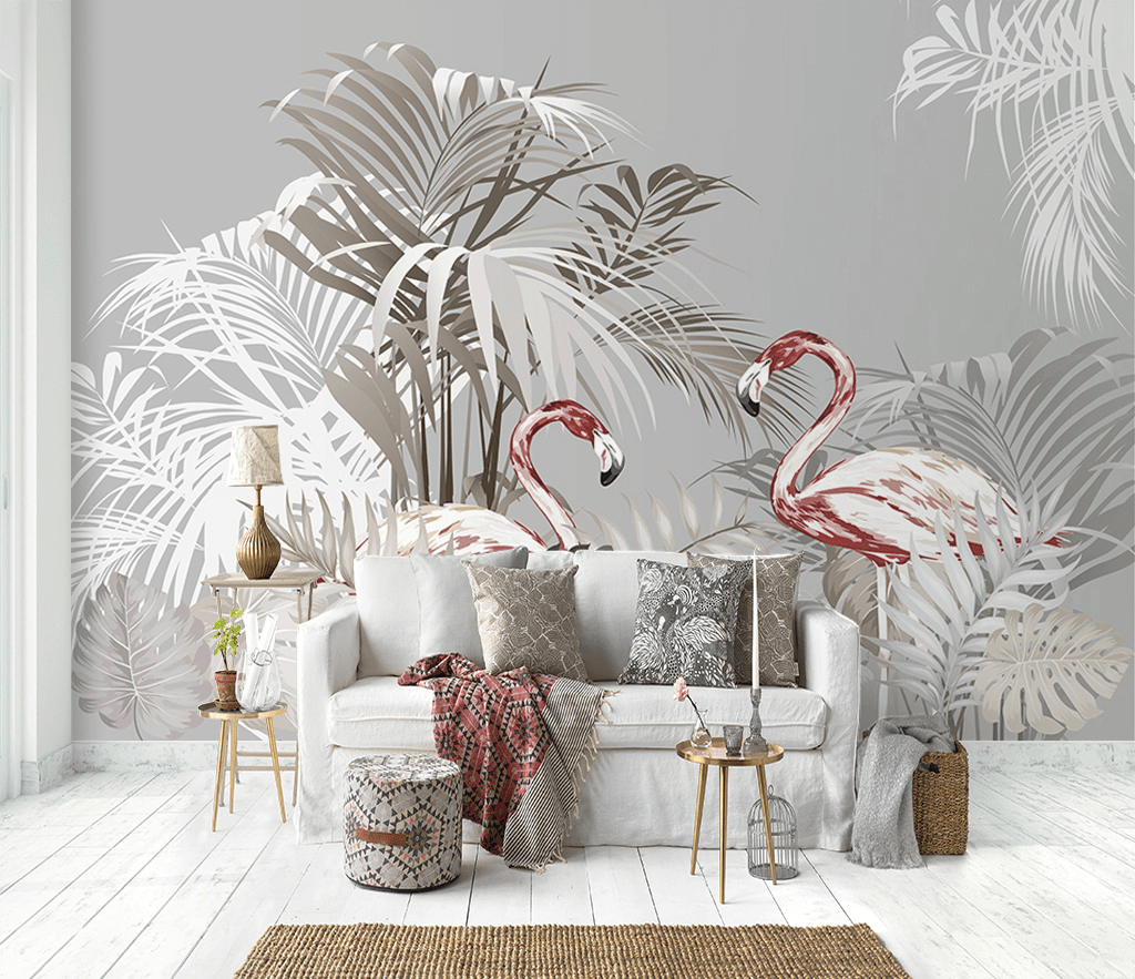 Flamingo Theme Wallpaper Murals-ChandeliersDecor.com