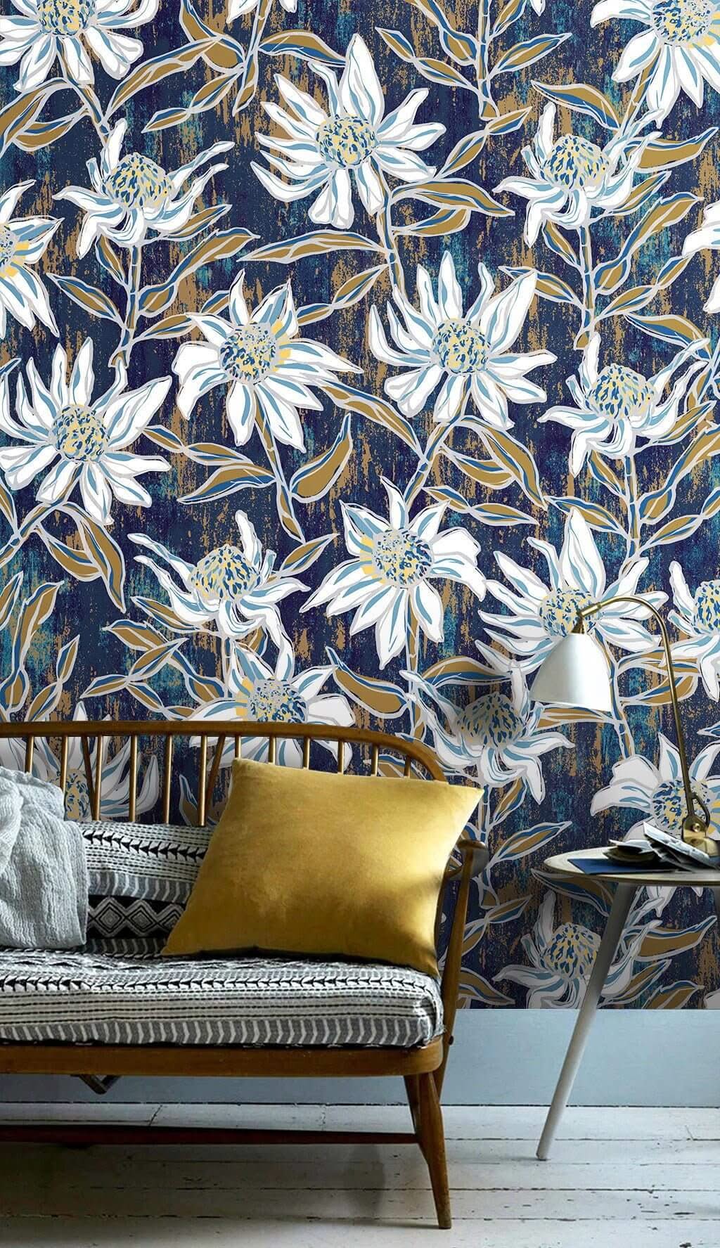 Floral Dark Nights Wallpaper Mural-ChandeliersDecor.com