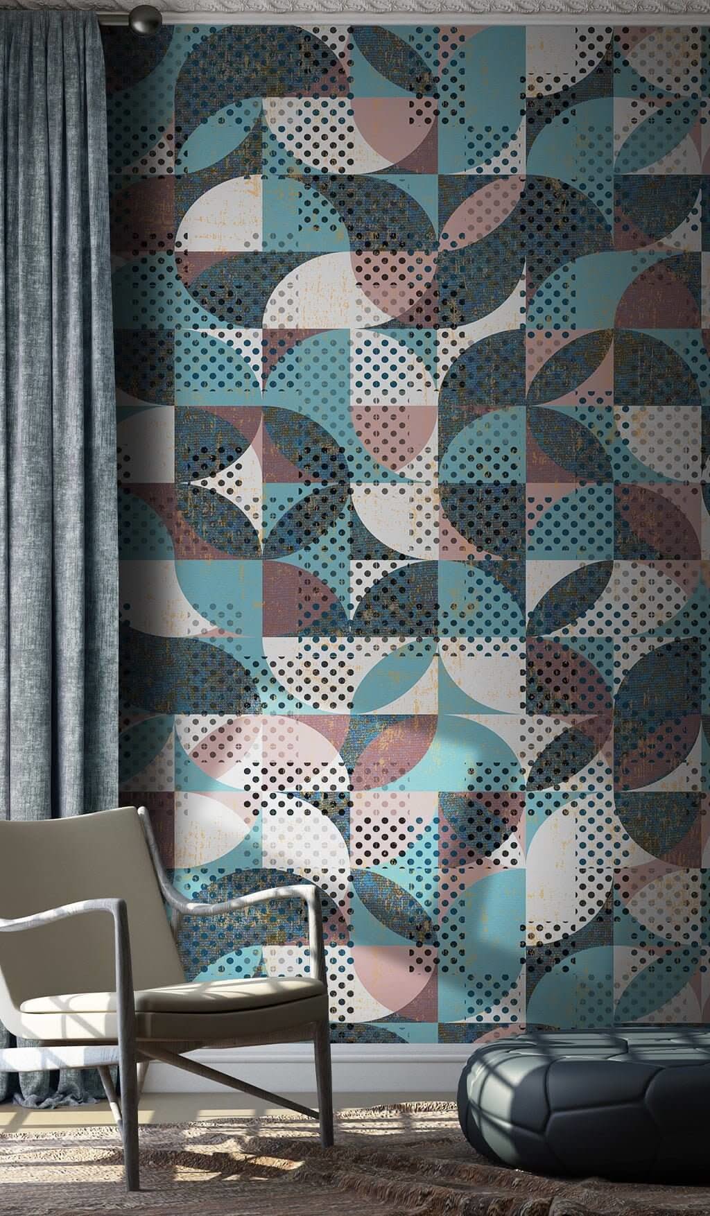 Geometric Circular Pattern Wallpaper Mural-ChandeliersDecor.com