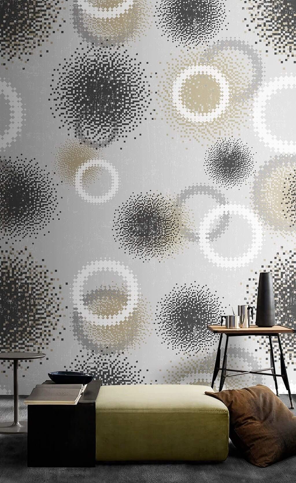 Geometric Circular Theme Wallpaper Mural-ChandeliersDecor.com